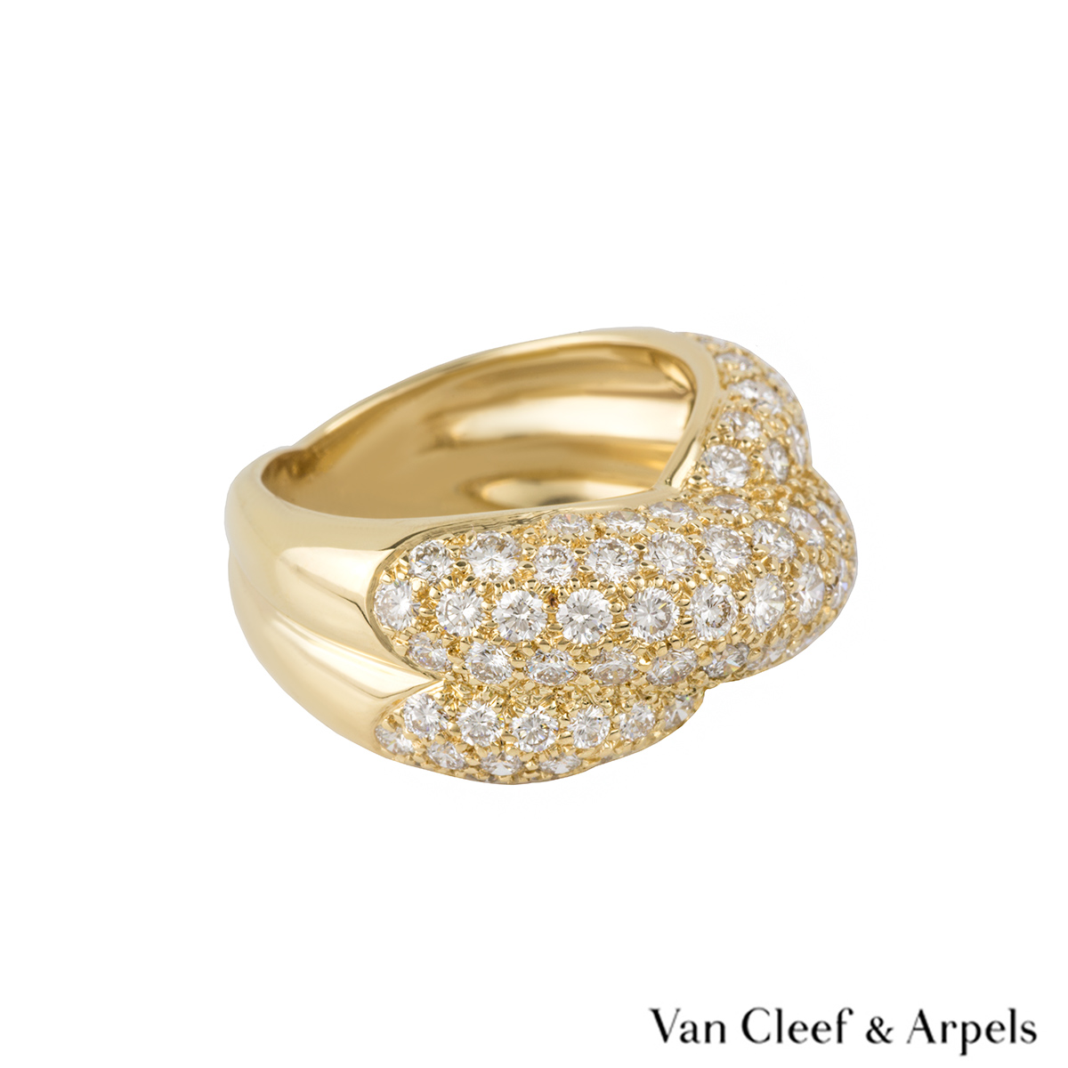 Van Cleef & Arpels 18k Yellow Gold Diamond Set Dress Ring | Rich Diamonds